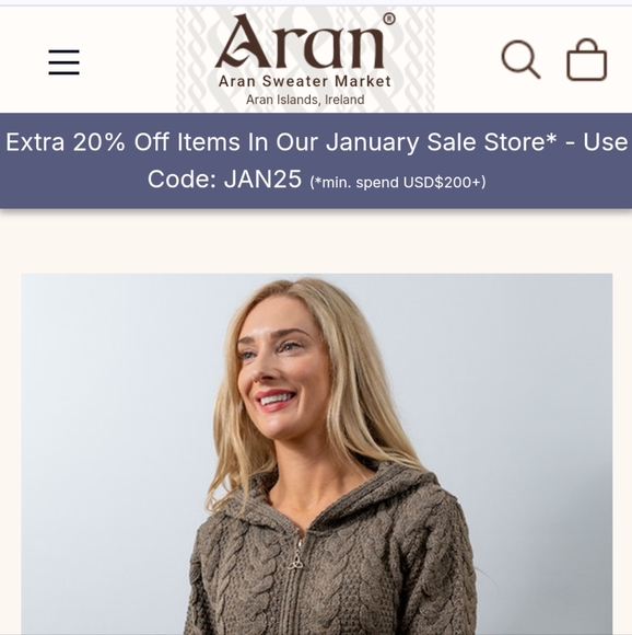 Aran Sweater Market Hooded Coatigan 100% Wool - Picture 4 of 5